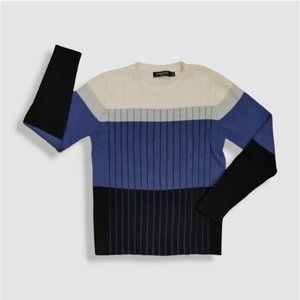 Nancy Yang Women’s Crew-Neck Ribbed Pullover Sweater Size M New Blue